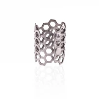 Honeycomb Silver with Crystal Cuff