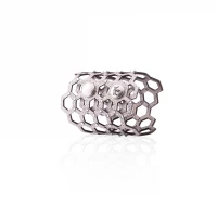 Honeycomb Silver with Crystal Cuff