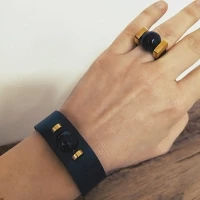 Onyx Leather Bracelet in Gold