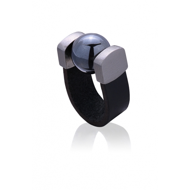 Hematite Ring in Palladium